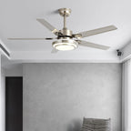 Contemporary Industrial Round Rectangular Fan Blade Iron LED Downrods Ceiling Fan Light For Living Room Lumendat