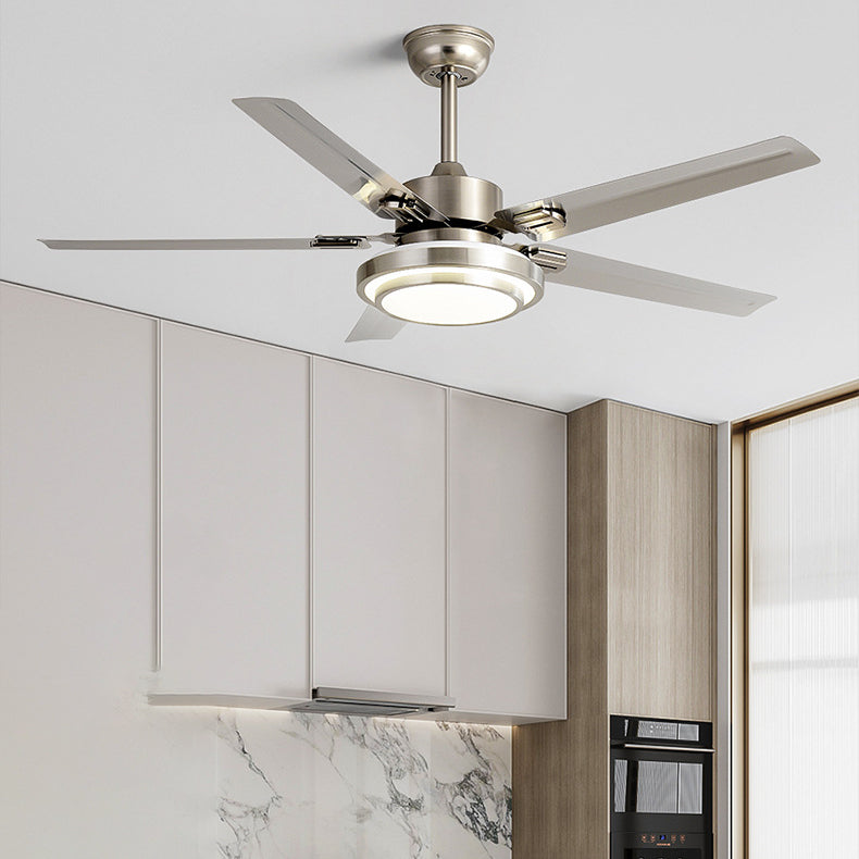 Contemporary Industrial Round Rectangular Fan Blade Iron LED Downrods Ceiling Fan Light For Living Room Lumendat