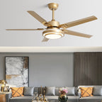 Contemporary Industrial Round Rectangular Fan Blade Iron LED Downrods Ceiling Fan Light For Living Room Lumendat