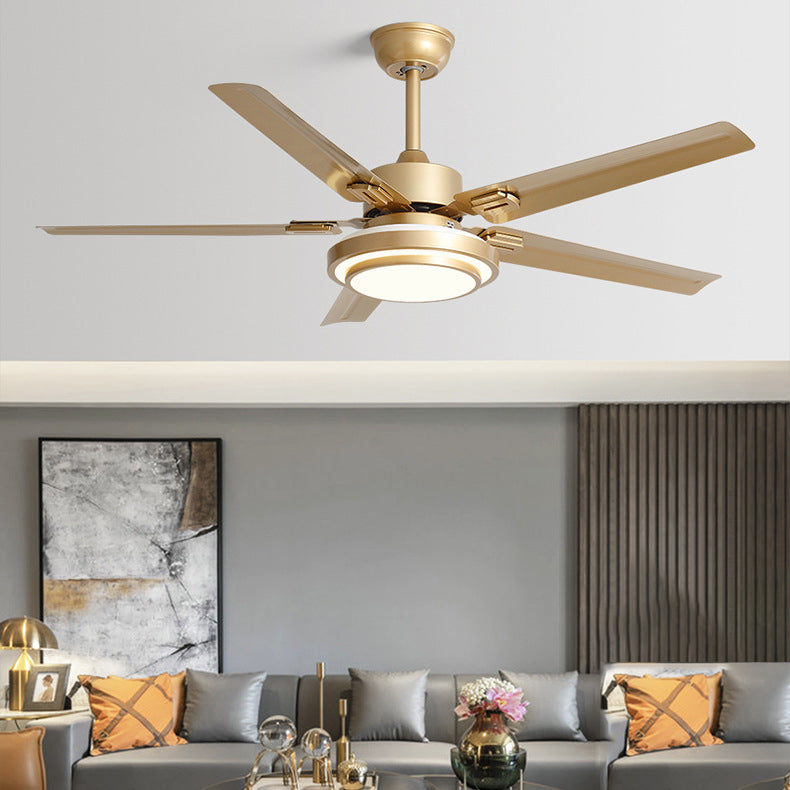 Contemporary Industrial Round Rectangular Fan Blade Iron LED Downrods Ceiling Fan Light For Living Room Lumendat