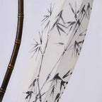 Traditional Chinese Fishing Rod Rectangular Lantern Bamboo Patterned Fabric Iron 1-Light Standing Floor Lamp For Living Room Lumendat