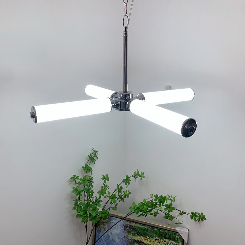 Contemporary Nordic Cylindrical Tube Glass Iron LED Pendant Light for Living Room