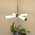 Contemporary Nordic Cylindrical Tube Glass Iron LED Pendant Light for Living Room