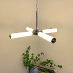 Contemporary Nordic Cylindrical Tube Glass Iron LED Pendant Light for Living Room