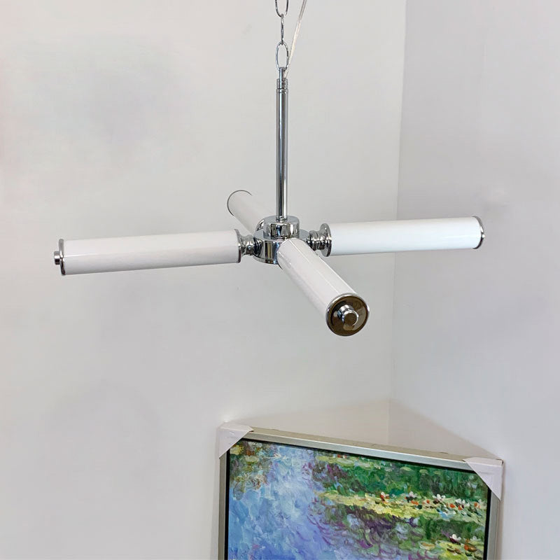 Contemporary Nordic Cylindrical Tube Glass Iron LED Pendant Light for Living Room
