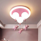 Lumendat Contemporary Creative Kids Round Orb Bear Iron Resin Plastic LED Flush Mount Ceiling Light For Bedroom Lumendat