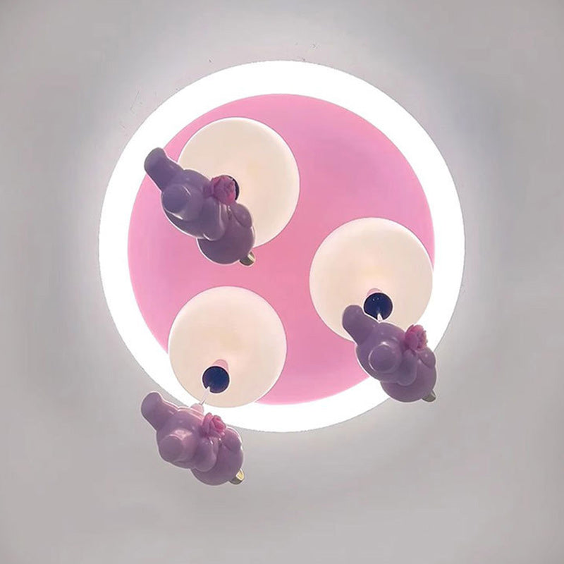 Lumendat Contemporary Creative Kids Round Orb Bear Iron Resin Plastic LED Flush Mount Ceiling Light For Bedroom Lumendat