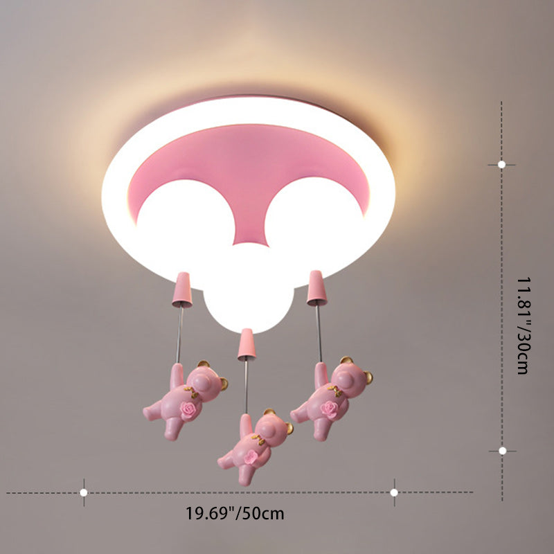 Lumendat Contemporary Creative Kids Round Orb Bear Iron Resin Plastic LED Flush Mount Ceiling Light For Bedroom Lumendat