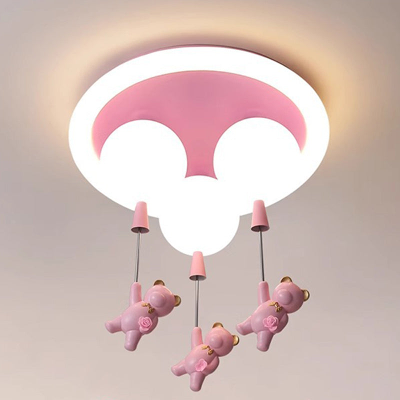 Lumendat Contemporary Creative Kids Round Orb Bear Iron Resin Plastic LED Flush Mount Ceiling Light For Bedroom Lumendat
