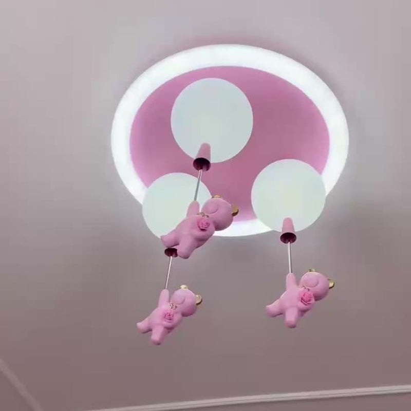 Lumendat Contemporary Creative Kids Round Orb Bear Iron Resin Plastic LED Flush Mount Ceiling Light For Bedroom Lumendat