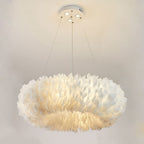 Lumendat Contemporary Creative Kids Circle Feather Shade Iron 6-Light Chandelier For Bedroom Lumendat