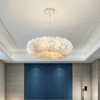 Lumendat Contemporary Creative Kids Circle Feather Shade Iron 6-Light Chandelier For Bedroom Lumendat