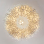 Lumendat Contemporary Creative Kids Circle Feather Shade Iron 6-Light Chandelier For Bedroom Lumendat