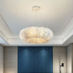 Lumendat Contemporary Creative Kids Circle Feather Shade Iron 6-Light Chandelier For Bedroom Lumendat