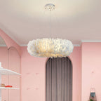 Lumendat Contemporary Creative Kids Circle Feather Shade Iron 6-Light Chandelier For Bedroom Lumendat