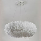 Lumendat Contemporary Creative Kids Circle Feather Shade Iron 6-Light Chandelier For Bedroom Lumendat