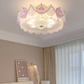 Lumendat Contemporary Creative Kids Round Piece Pearl Hardware Glass 5/8 Light Semi-Flush Mount Ceiling Light For Bedroom Lumendat