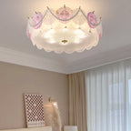 Lumendat Contemporary Creative Kids Round Piece Pearl Hardware Glass 5/8 Light Semi-Flush Mount Ceiling Light For Bedroom Lumendat