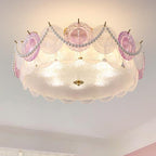 Lumendat Contemporary Creative Kids Round Piece Pearl Hardware Glass 5/8 Light Semi-Flush Mount Ceiling Light For Bedroom Lumendat