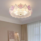Lumendat Contemporary Creative Kids Round Piece Pearl Hardware Glass 5/8 Light Semi-Flush Mount Ceiling Light For Bedroom Lumendat