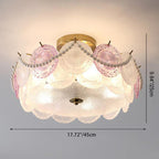 Lumendat Contemporary Creative Kids Round Piece Pearl Hardware Glass 5/8 Light Semi-Flush Mount Ceiling Light For Bedroom Lumendat