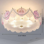 Lumendat Contemporary Creative Kids Round Piece Pearl Hardware Glass 5/8 Light Semi-Flush Mount Ceiling Light For Bedroom Lumendat