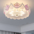 Lumendat Contemporary Creative Kids Round Piece Pearl Hardware Glass 5/8 Light Semi-Flush Mount Ceiling Light For Bedroom Lumendat