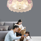 Lumendat Contemporary Creative Kids Round Piece Pearl Hardware Glass 5/8 Light Semi-Flush Mount Ceiling Light For Bedroom Lumendat