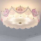 Lumendat Contemporary Creative Kids Round Piece Pearl Hardware Glass 5/8 Light Semi-Flush Mount Ceiling Light For Bedroom Lumendat