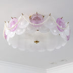 Lumendat Contemporary Creative Kids Round Piece Pearl Hardware Glass 5/8 Light Semi-Flush Mount Ceiling Light For Bedroom Lumendat