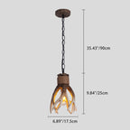Traditional Vintage Antler Resin Glass Shade 1-light Pendant Light for Living Room BulbSquare