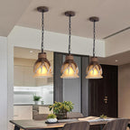 Traditional Vintage Antler Resin Glass Shade 1-light Pendant Light for Living Room BulbSquare