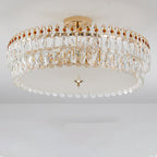 Modern Luxury Round Crystal Shade Iron Curved Rod 5/6/8 Semi-Flush Mount Ceiling Light For Living Room