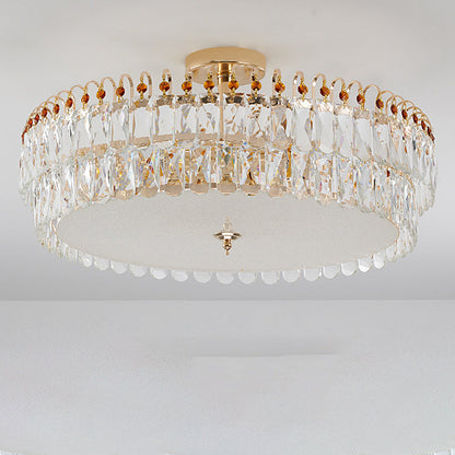 Modern Luxury Round Crystal Shade Iron Curved Rod 5/6/8 Semi-Flush Mount Ceiling Light For Living Room