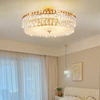 Modern Luxury Round Crystal Shade Iron Curved Rod 5/6/8 Semi-Flush Mount Ceiling Light For Living Room