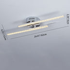 Modern Simplicity Parallel Long Stainless Steel Frame Acrylic Shade LED Semi-Flush Mount Ceiling Light For Living Room