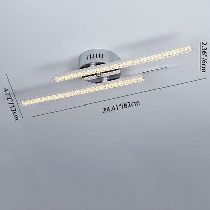 Modern Simplicity Parallel Long Stainless Steel Frame Acrylic Shade LED Semi-Flush Mount Ceiling Light For Living Room