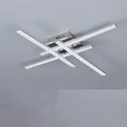 Modern Simplicity Line Crossover Stainless Steel Frame Acrylic Shade LED Semi-Flush Mount Ceiling Light For Living Room