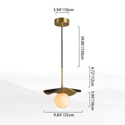 Contemporary Creative Orb Full Copper Sheet Glass Shade 1-light Pendant Light for Living Room