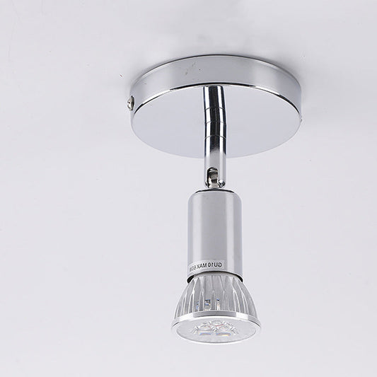 Modern Simplicity Adjustable Angle Round Cylinder Stainless Steel Shade 1-Light Spotlight Semi-Flush Mount Ceiling Light For Living Room