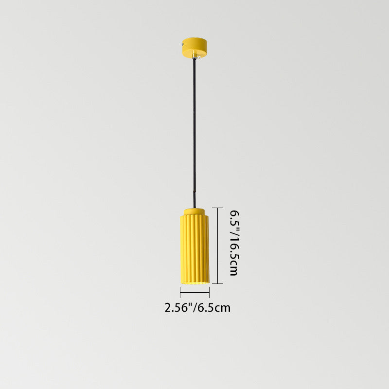 Contemporary Nordic Striped Cylinder Aluminum Iron Shade 1-light Pendant Light for Living Room
