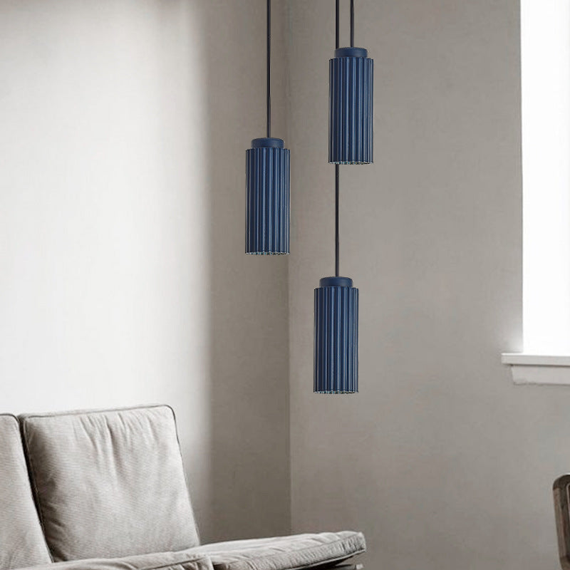 Contemporary Nordic Striped Cylinder Aluminum Iron Shade 1-light Pendant Light for Living Room
