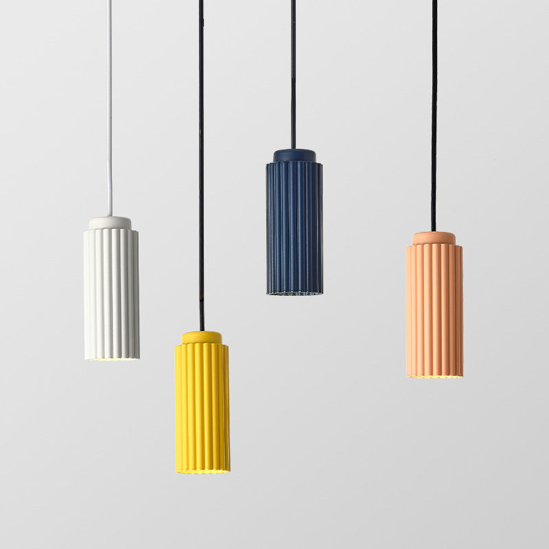 Contemporary Nordic Striped Cylinder Aluminum Iron Shade 1-light Pendant Light for Living Room