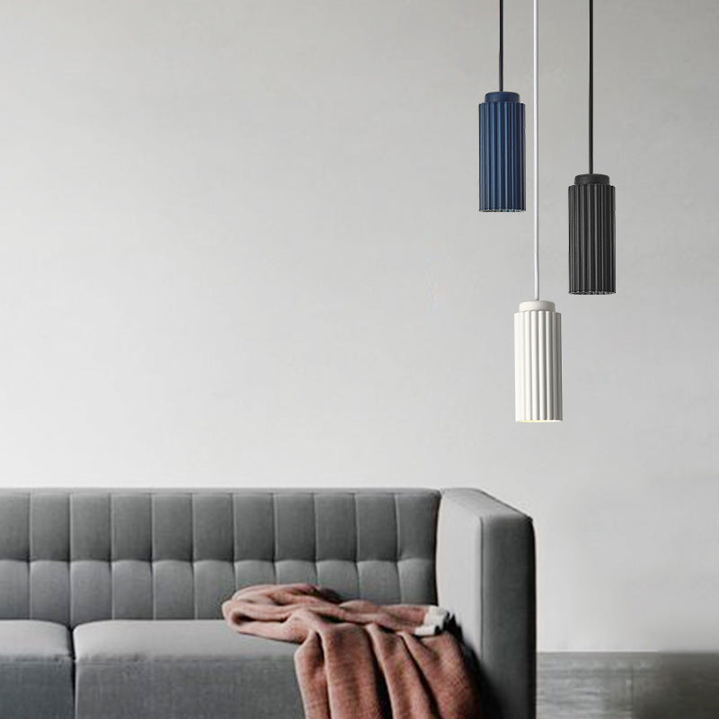 Contemporary Nordic Striped Cylinder Aluminum Iron Shade 1-light Pendant Light for Living Room
