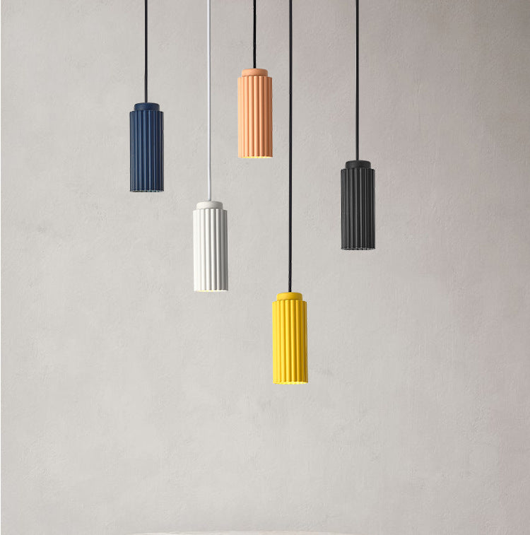 Contemporary Nordic Striped Cylinder Aluminum Iron Shade 1-light Pendant Light for Living Room