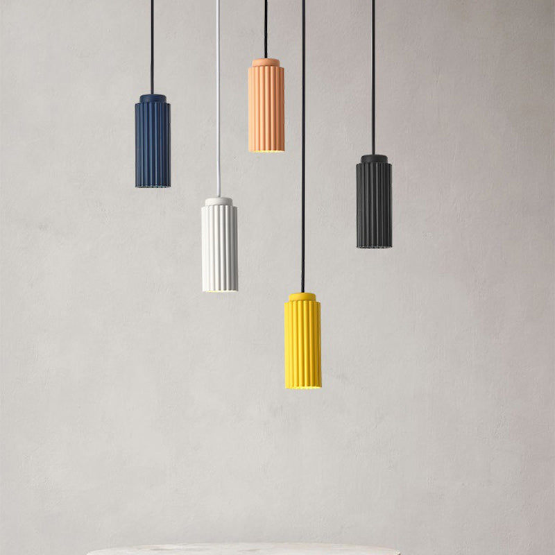 Contemporary Nordic Striped Cylinder Aluminum Iron Shade 1-light Pendant Light for Living Room