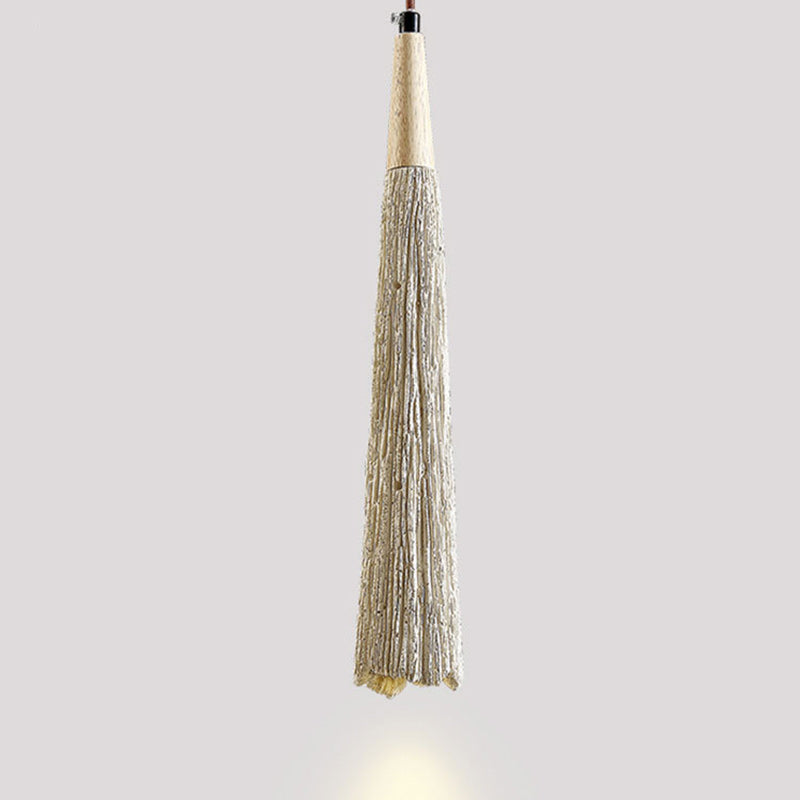 Contemporary Nordic Round Cone Solid Wood Cement Shade 1-light Pendant Light for Bedroom