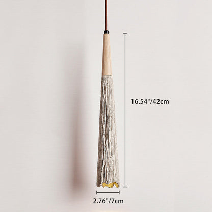 Contemporary Nordic Round Cone Solid Wood Cement Shade 1-light Pendant Light for Bedroom