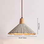 Contemporary Nordic Round Cone Solid Wood Cement Shade 1-light Pendant Light for Bedroom