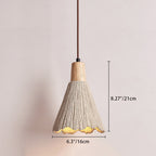 Contemporary Nordic Round Cone Solid Wood Cement Shade 1-light Pendant Light for Bedroom